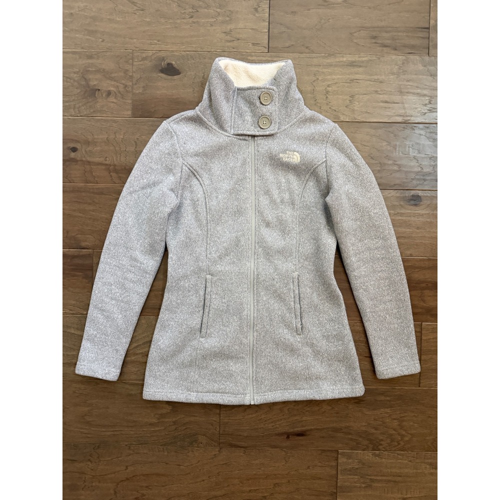 The North Face Jacket Womens Medium Gray Polyester Heathered Funnel Neck Fleece